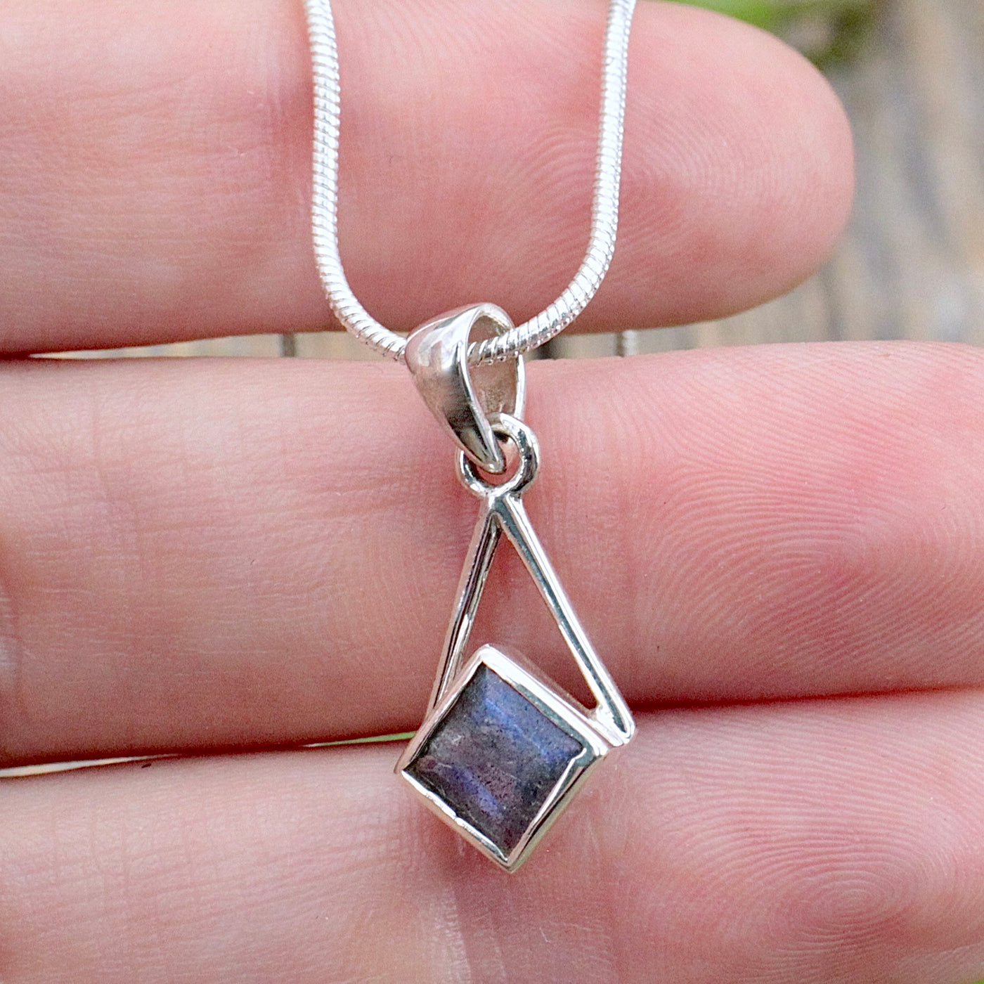 Labradorite Diamond-Shaped Pendant