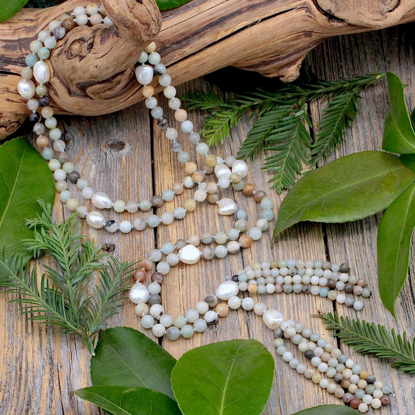 Amazonite and Pearl Necklace