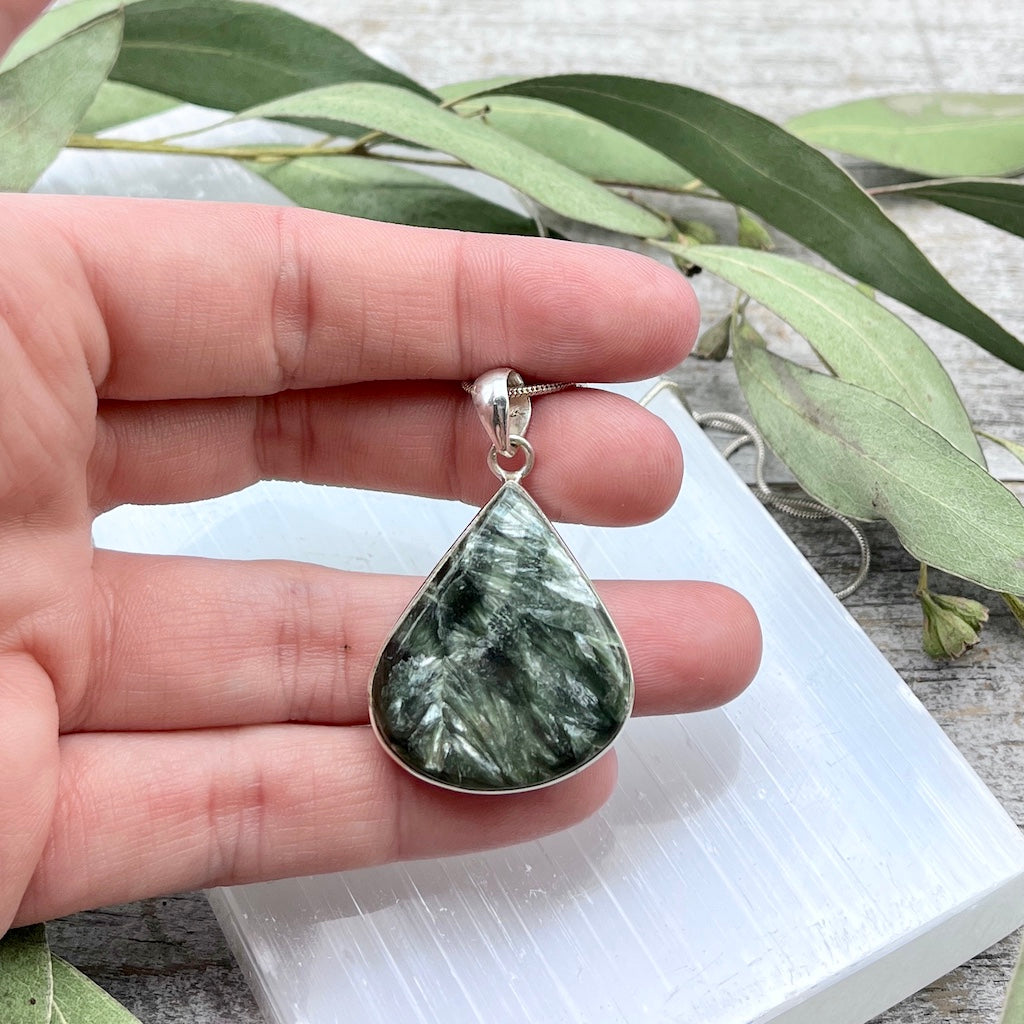 Seraphinite Pendant - Sterling Silver