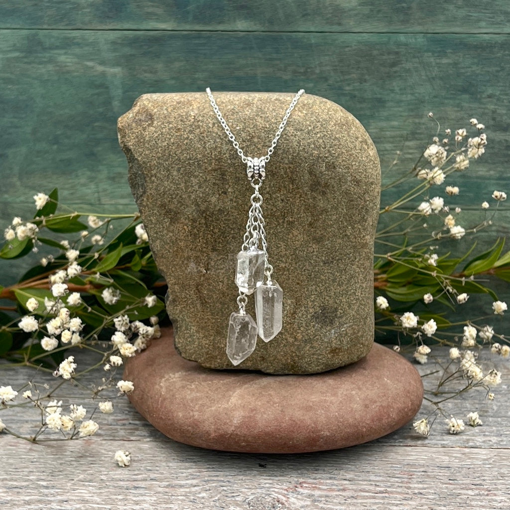 Quartz Triple Drop Necklace 