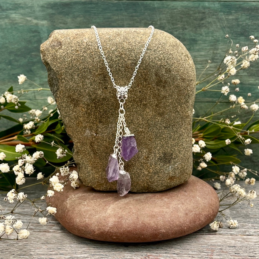 Amethyst Triple Drop Necklace
