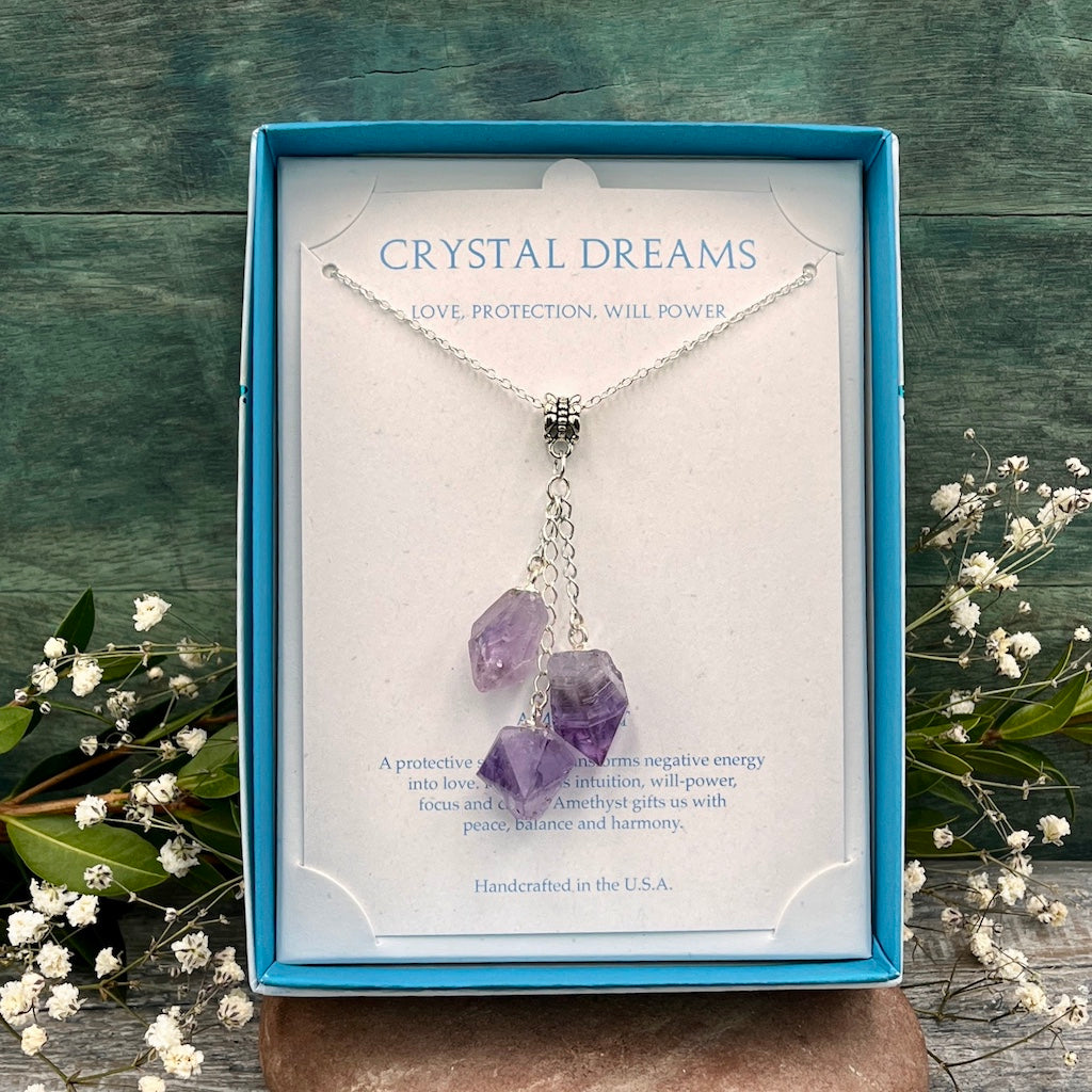 Amethyst Triple Drop Necklace – RockMama.com