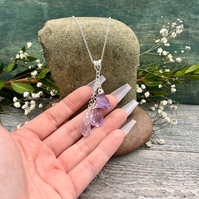 Amethyst Triple Drop necklace Crystal Dreams Collection