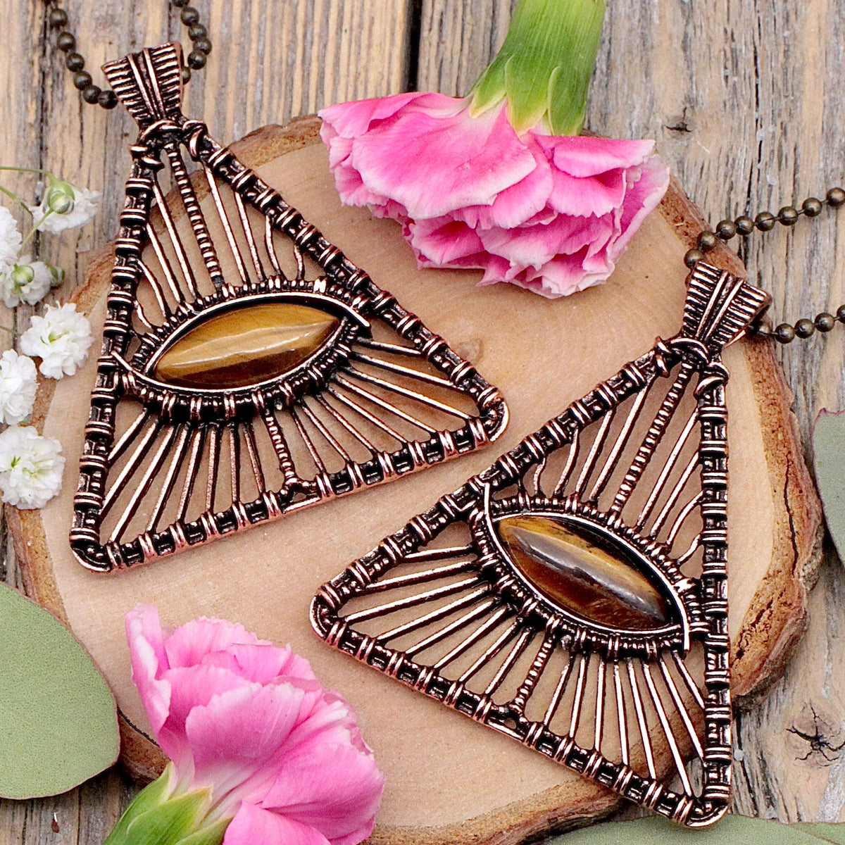 Tiger's Eye All Seeing Evil Eye Pendant