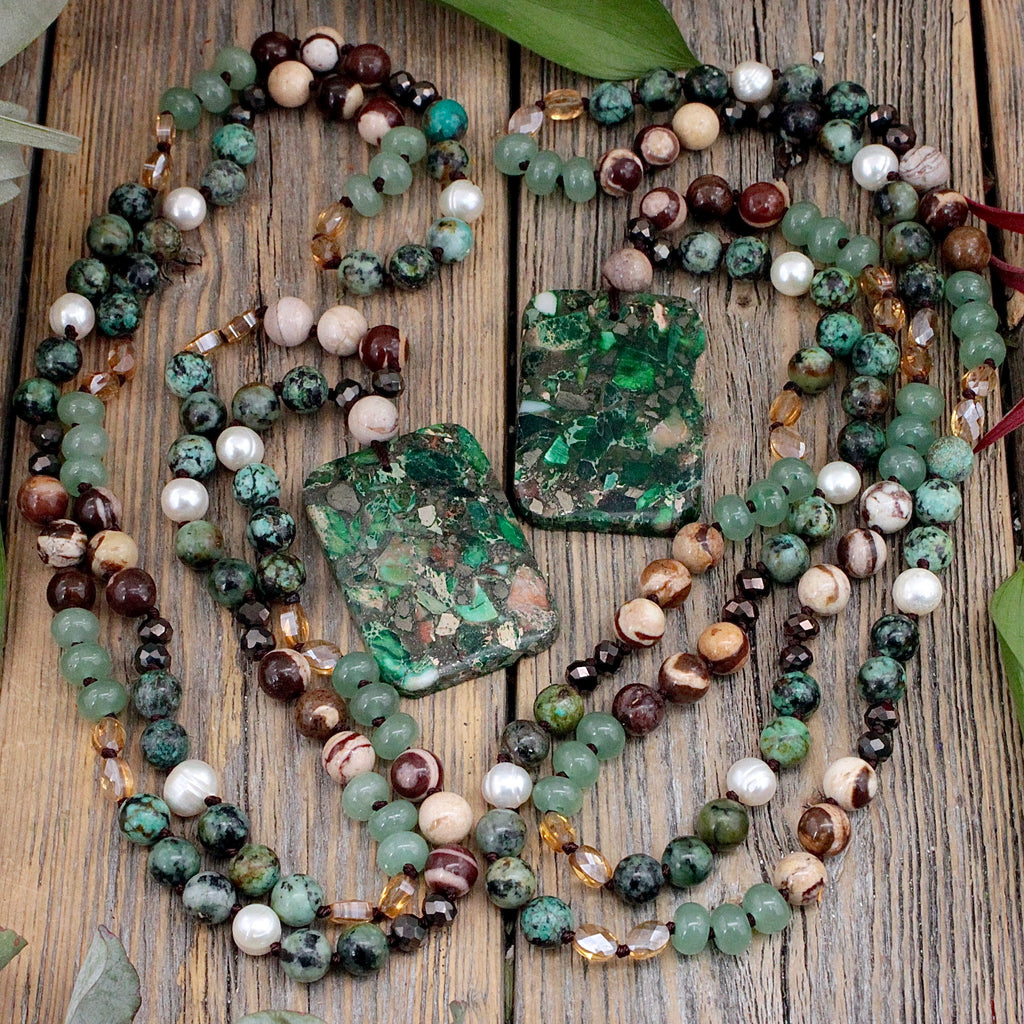 Mixed Stone with Composite Green Jasper Beaded Necklace – RockMama.com