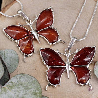 Amber Butterfly Pendant B