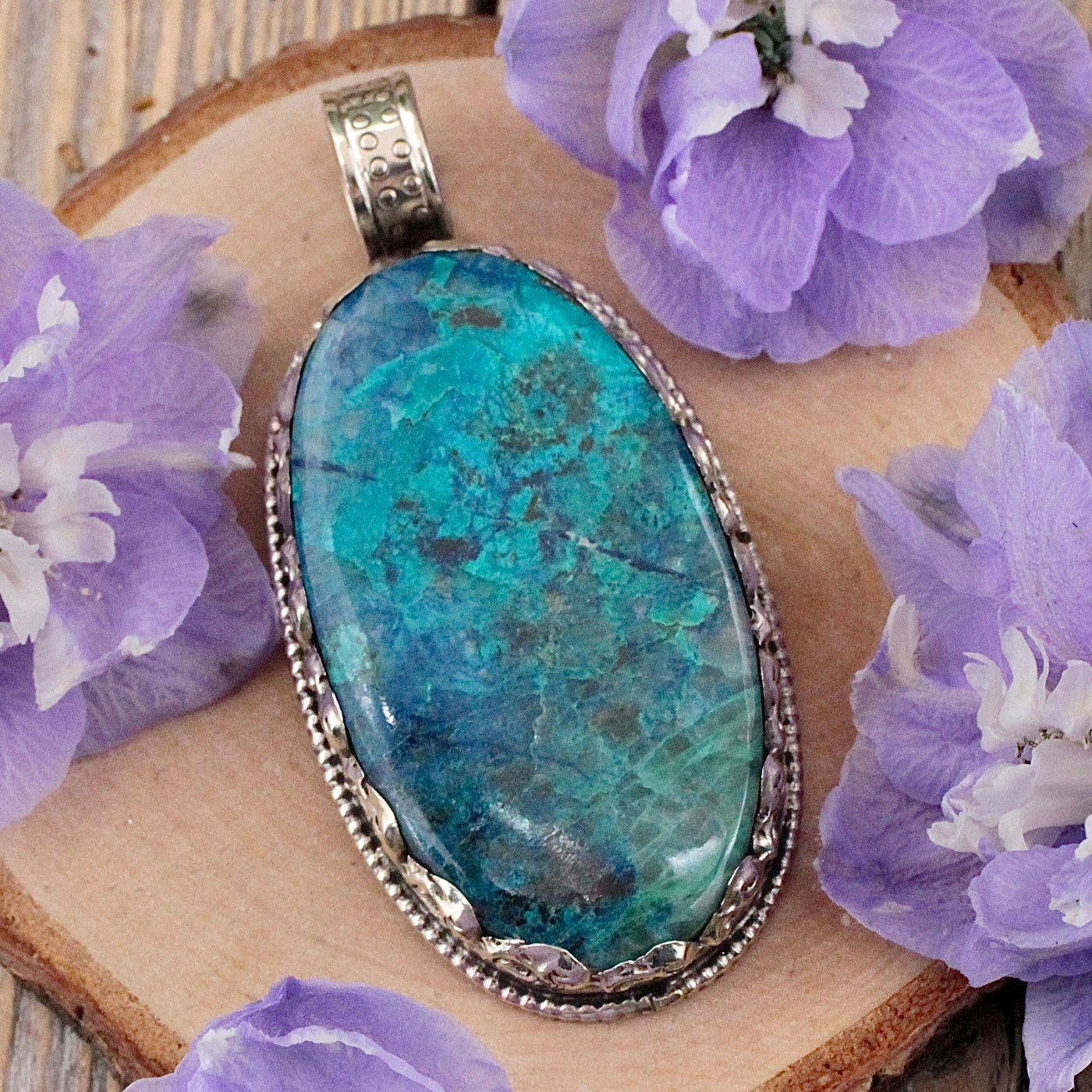 Chrysocolla Pendant - Tibetan Silver B