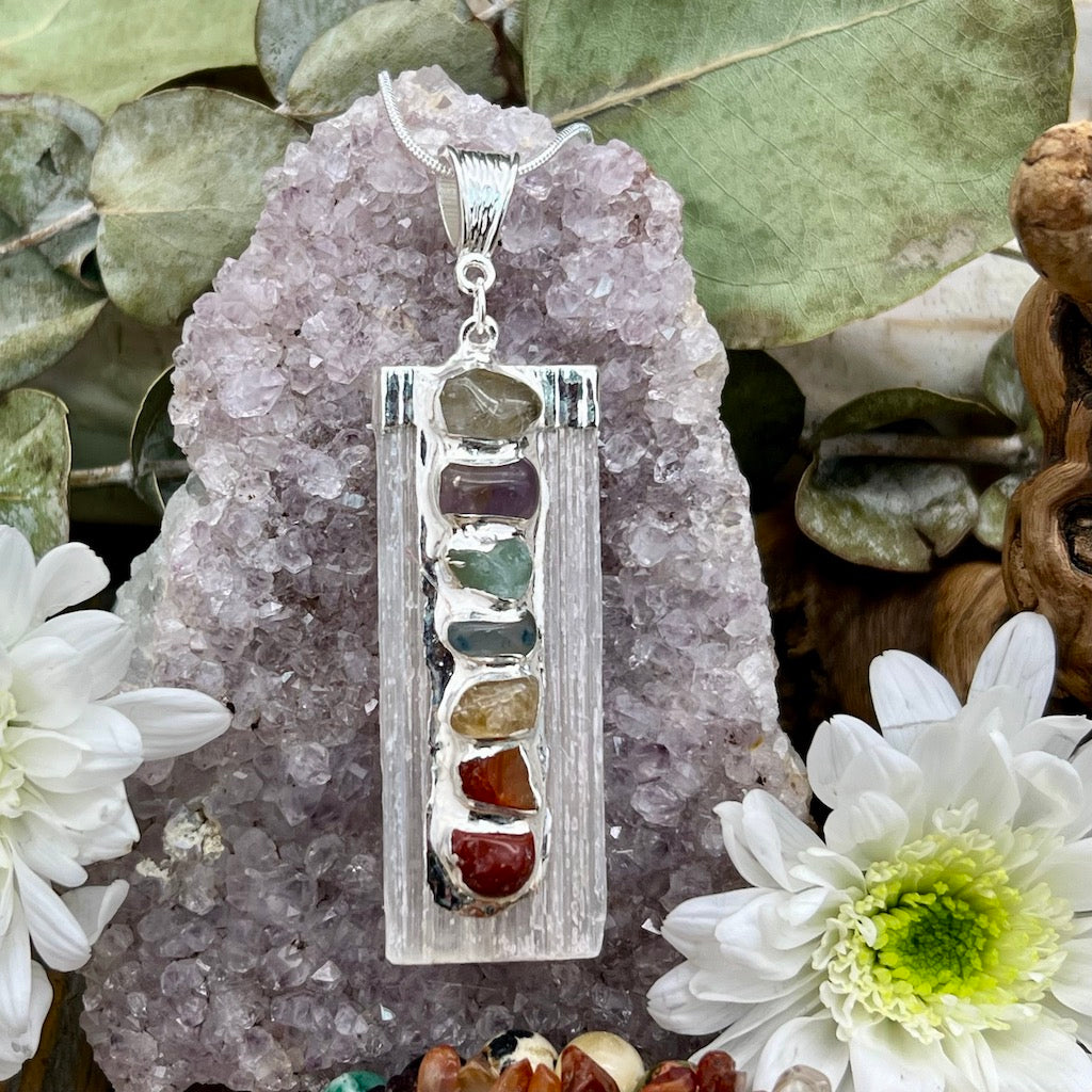 Chakra Energy Wand Necklace closeup