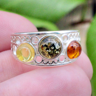 Amber Tri-Color Ring