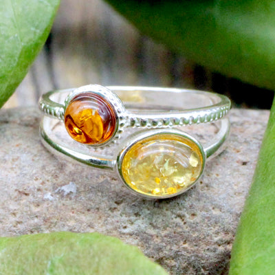Amber Two Stone Ring