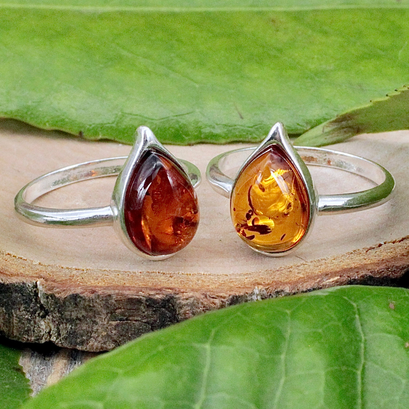 Amber Teardrop Ring