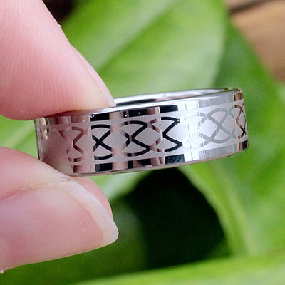 Tungsten Ring with Braid Design