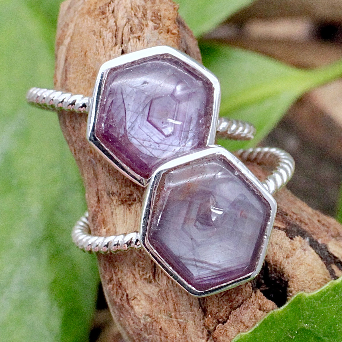 Ruby Hexagon Rong - Sterling Silver