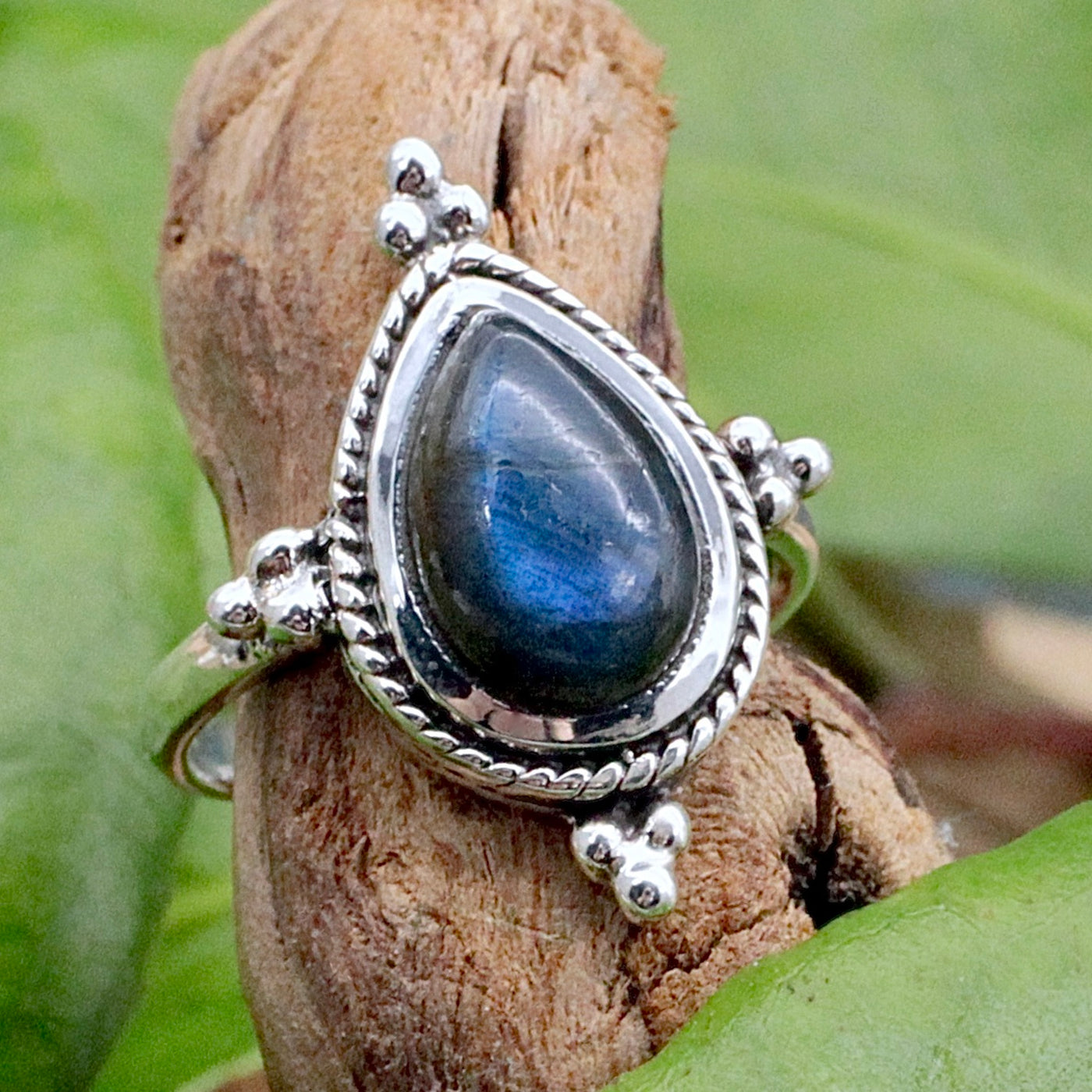 Labradorite Teardrop Ring