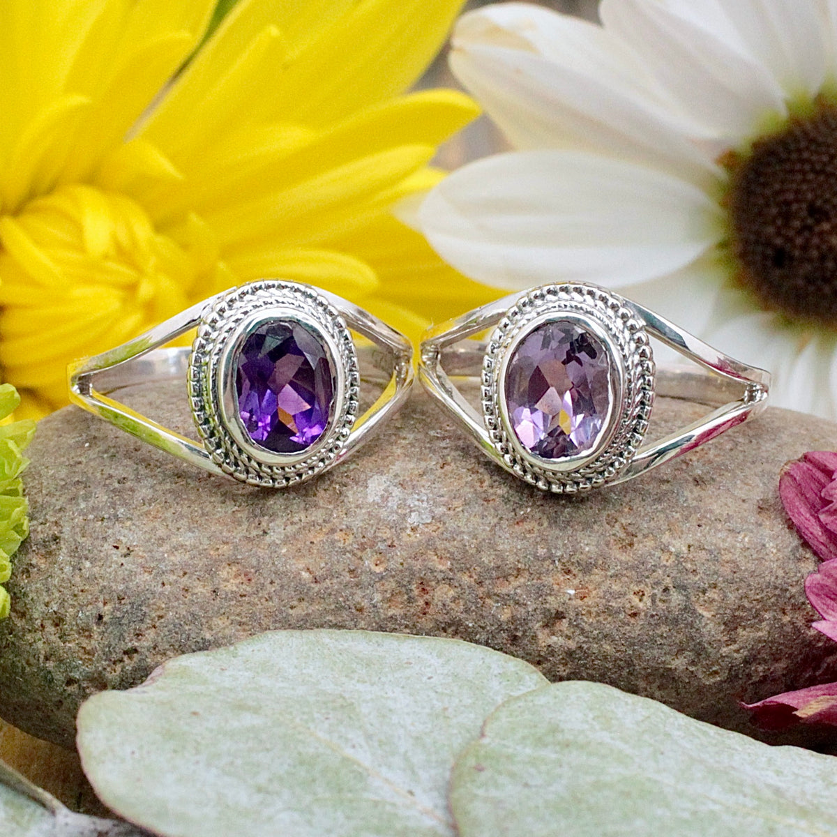 Amethyst Faceted Ring