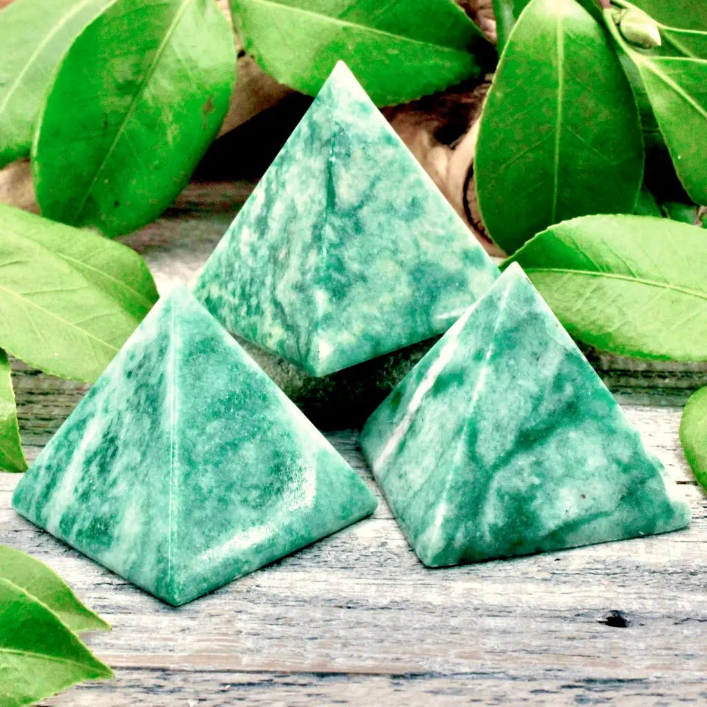 Green Aventurine in Quartz Pyramid