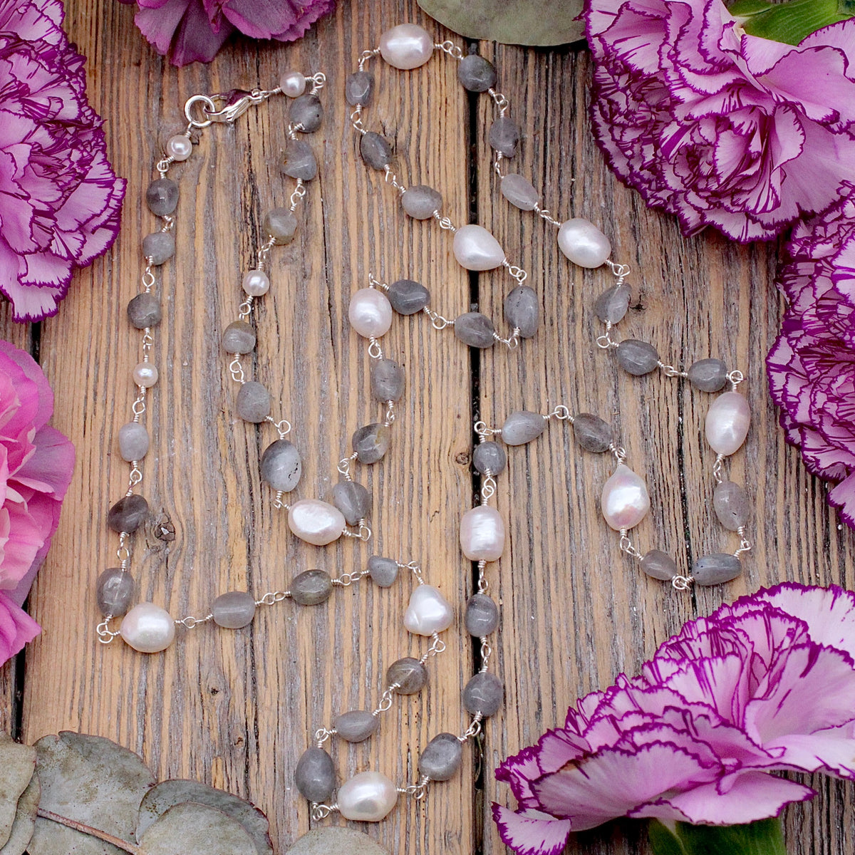 Labradorite and Freshwater Pearl Necklace