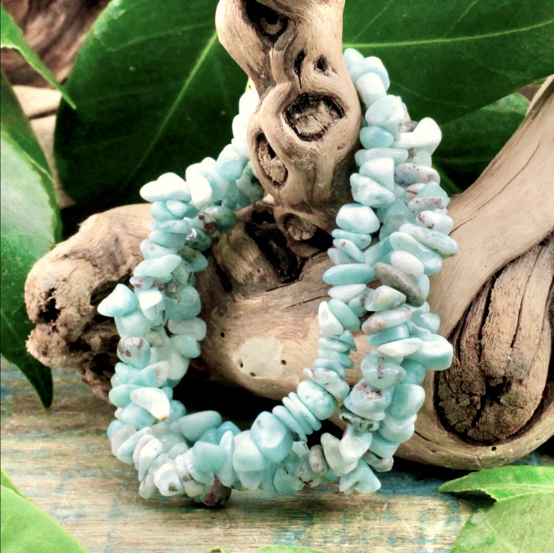 Bracelet Baroque En Larimar - Pierre Naturelle - Bijou Fait Main - Neuf Avec étiquettes
