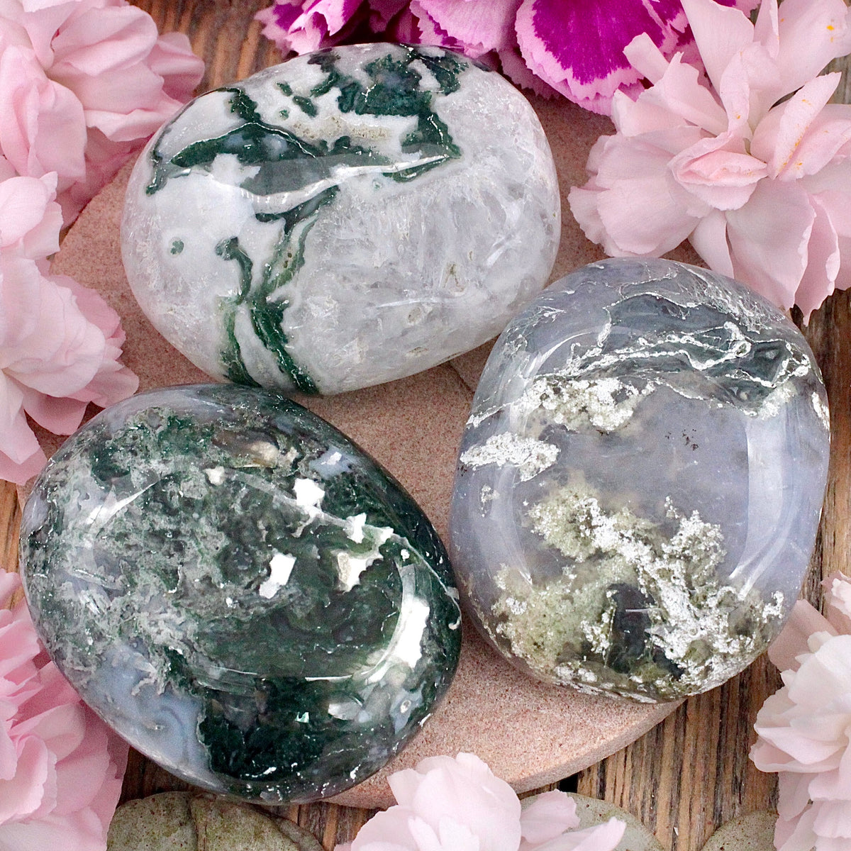 Moss Agate Palm Stone