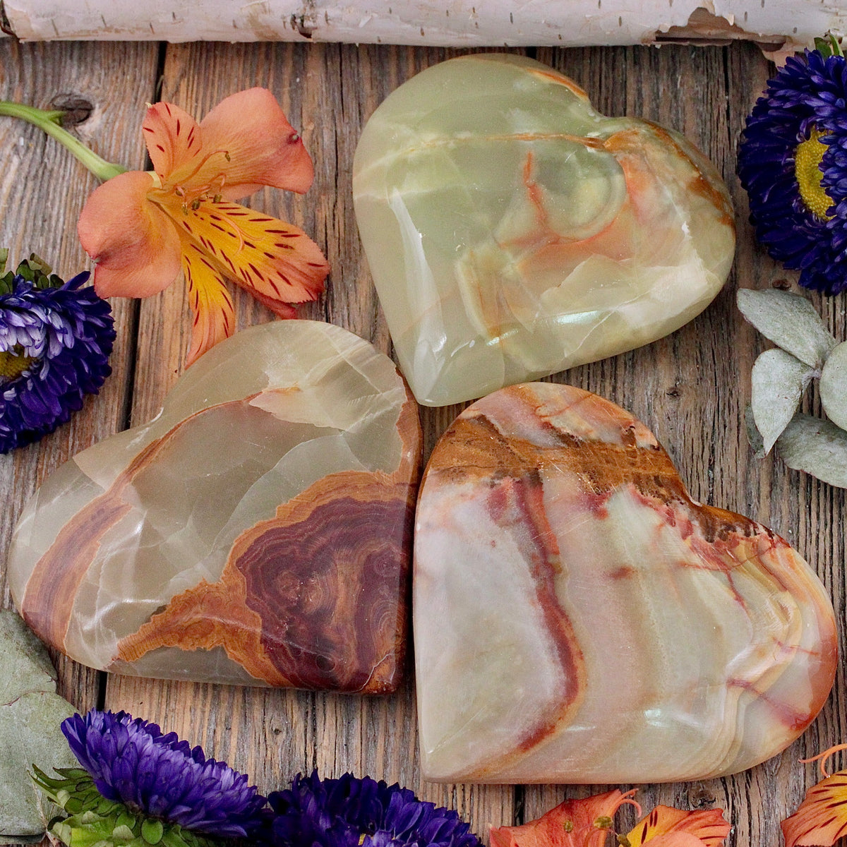 Green Banded Calcite Heart