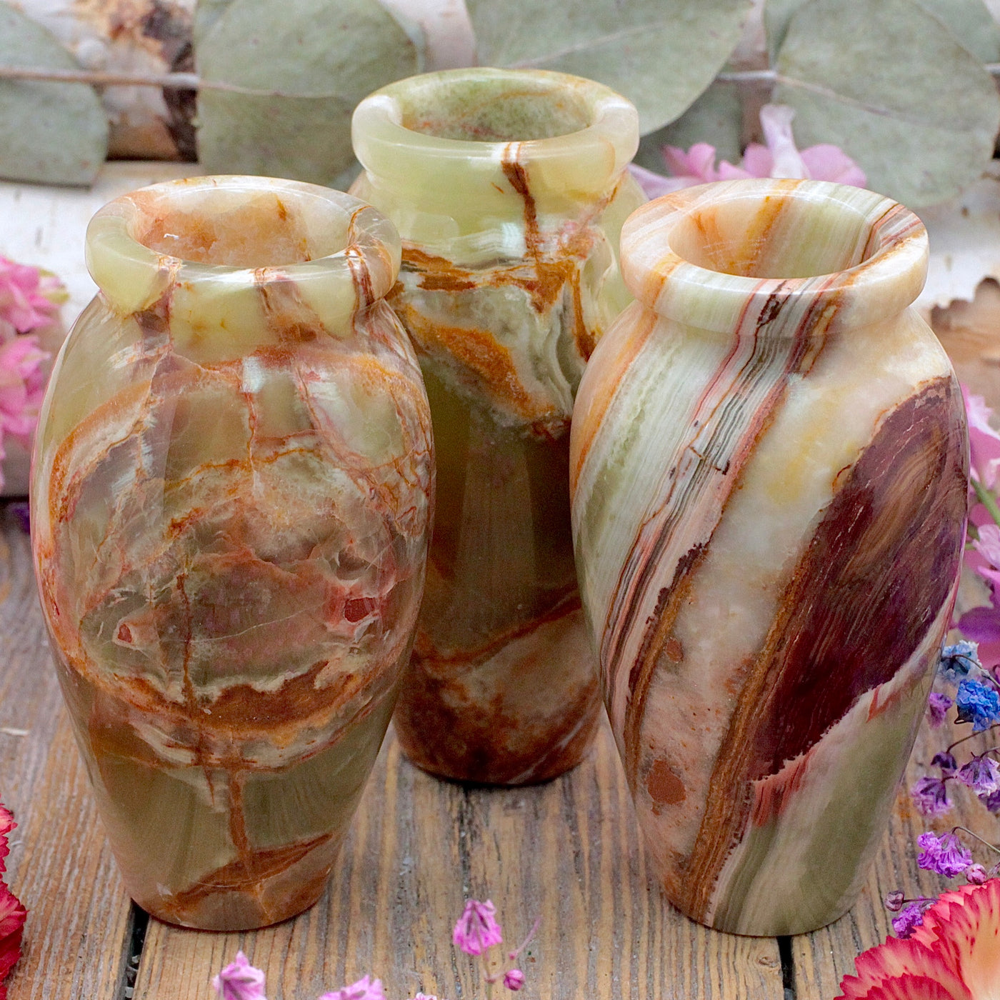 Green Banded Calcite Bud Vase