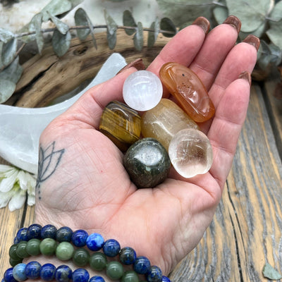 Creativity and Joy crystal Moon Bowl set in hand