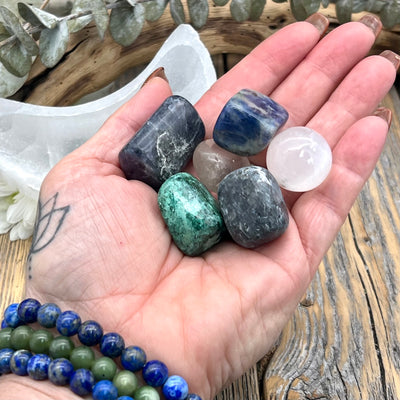 Intuition & Wisdom Crystal Moon Bowl set in hand