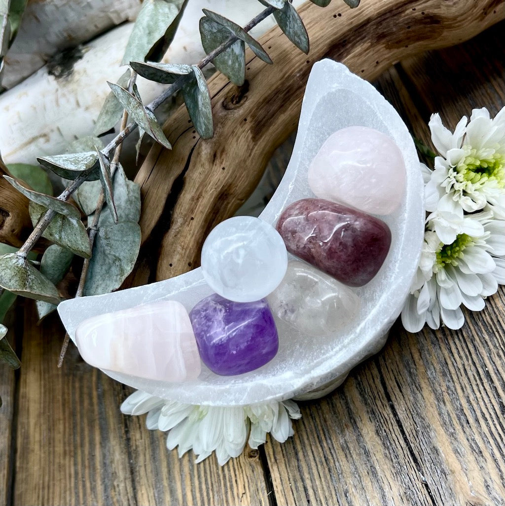 Love & Self Love Crystal Moon Bowl Set