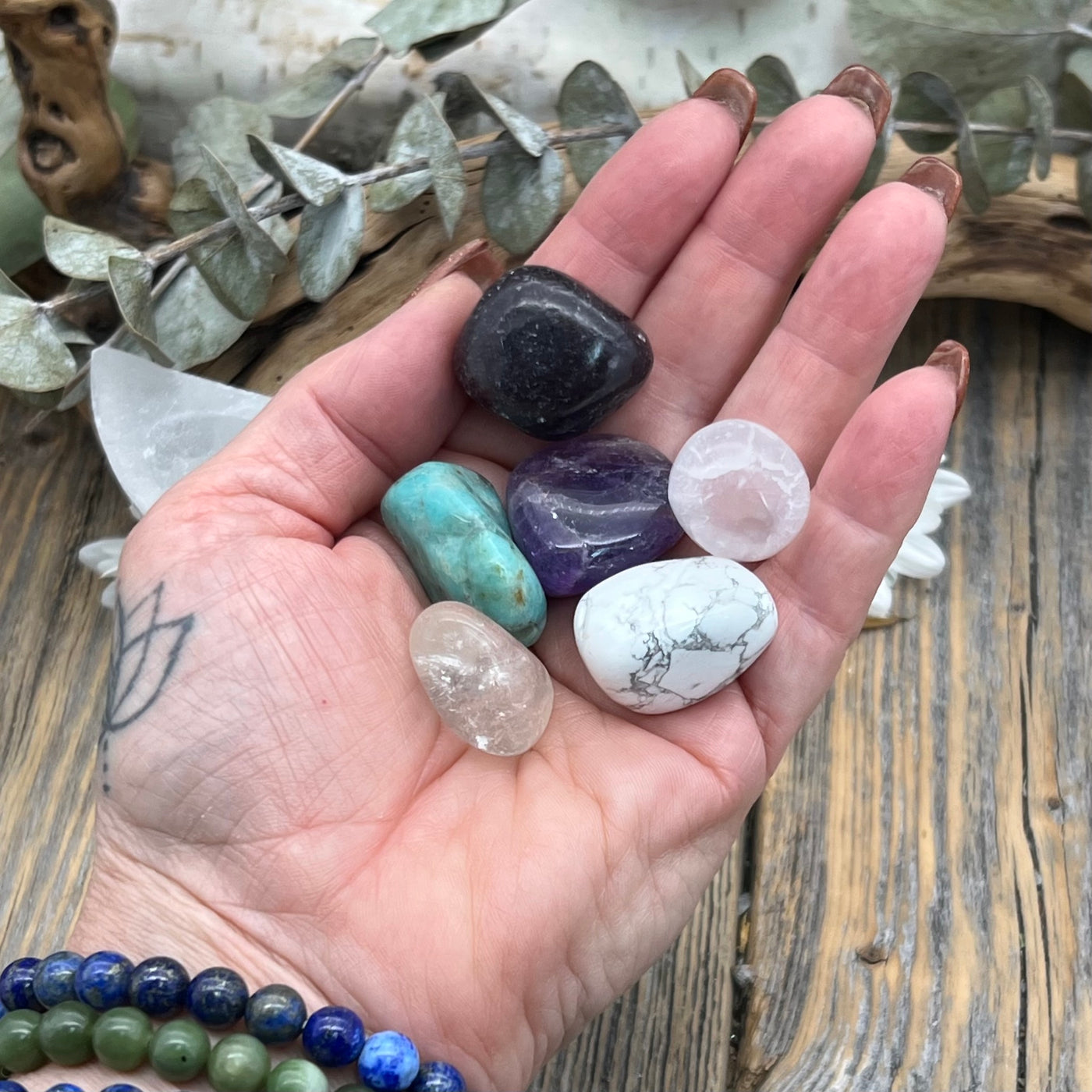 Peace & Serenity Crystal Moon Bowl Set in hand