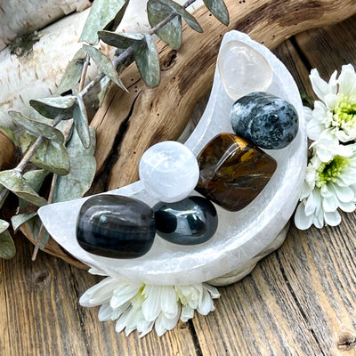 Protection & Shielding Crystal Moon Bowl Set