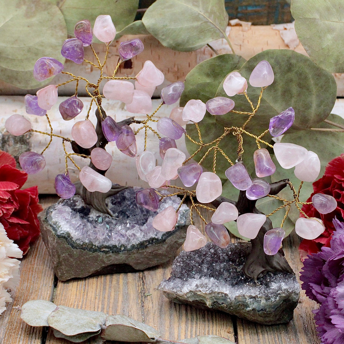 Amethyst and Rose Quartz Gem Tree