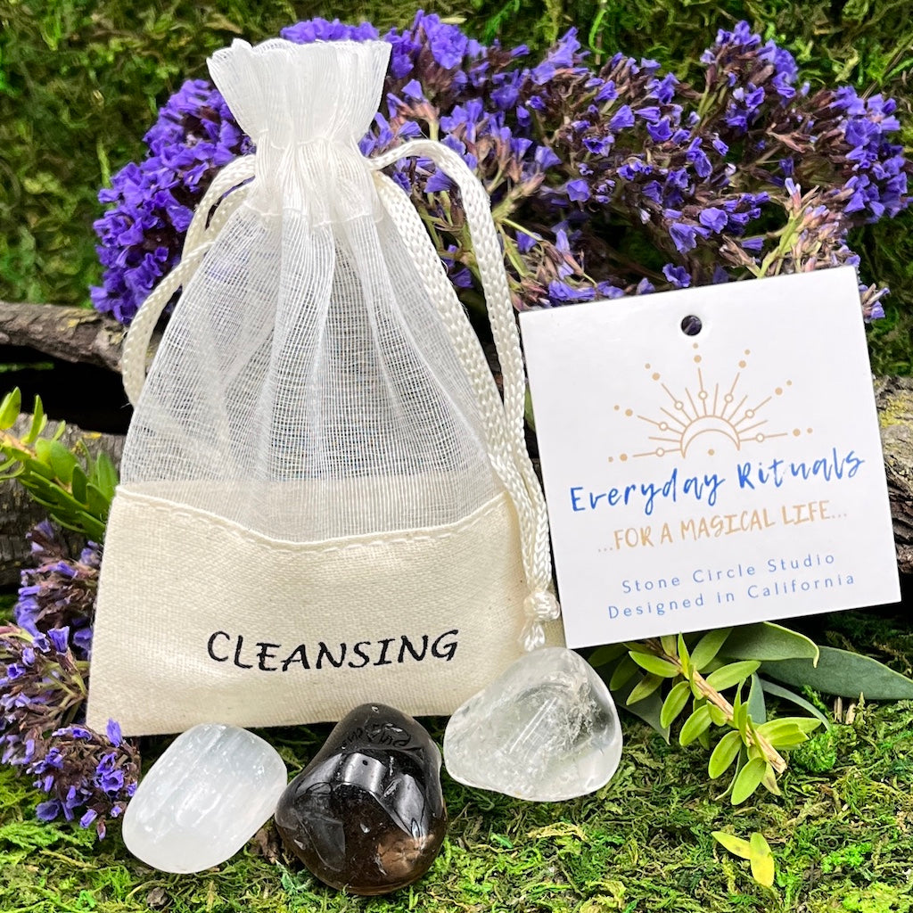 Cleansing Pocket Rocks with card