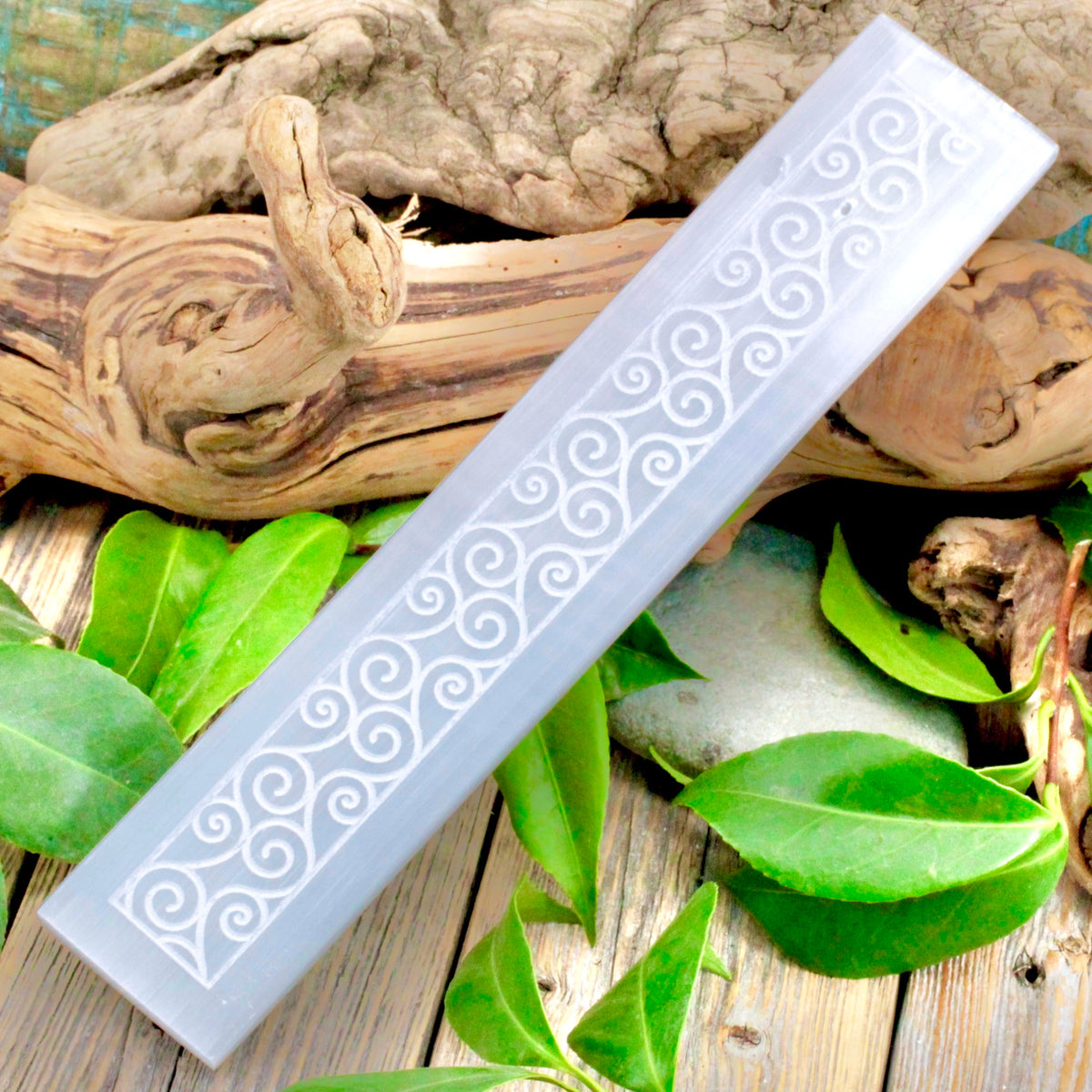 Etched Selenite Charging Bar - Spiral