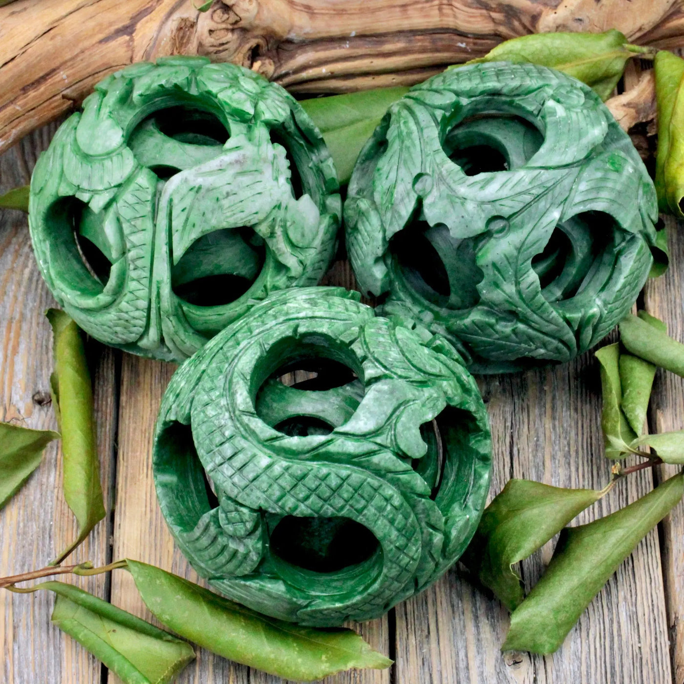 Green Soapstone Puzzle Ball