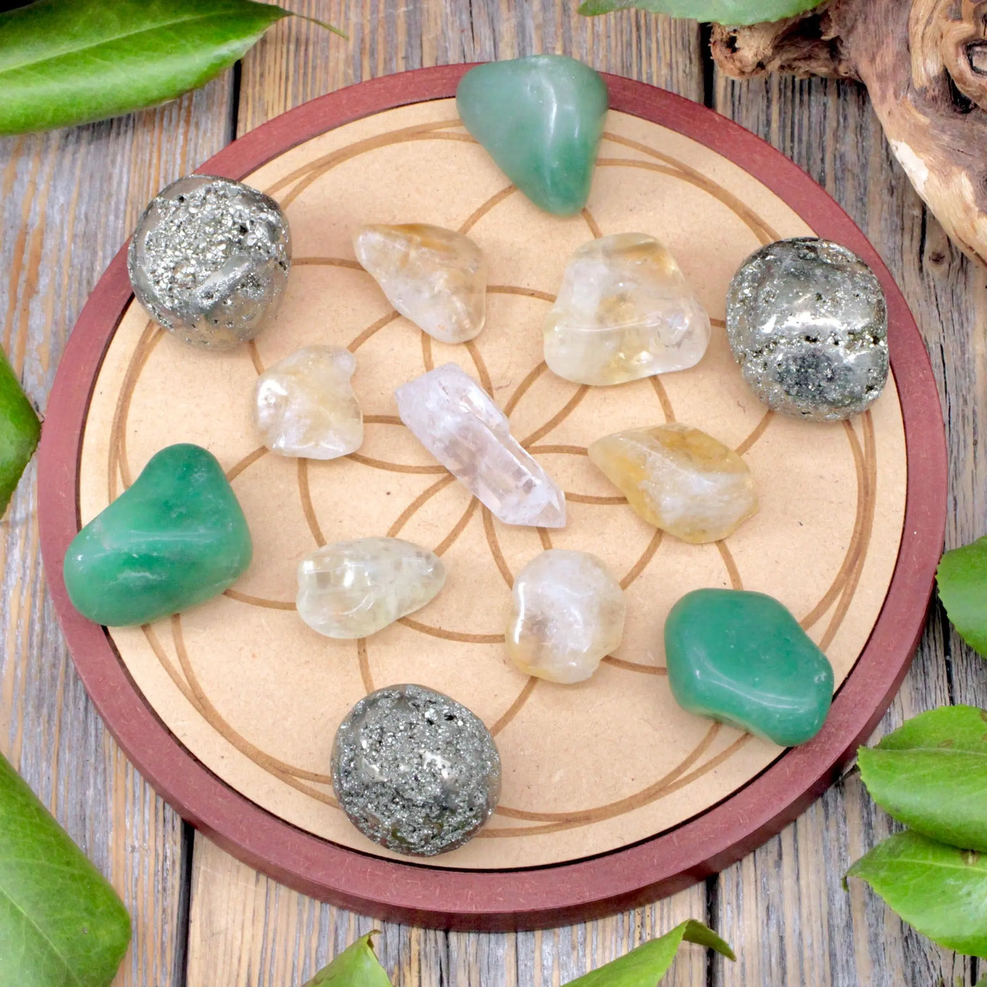 Wood Crystal Grid Set - Prosperity