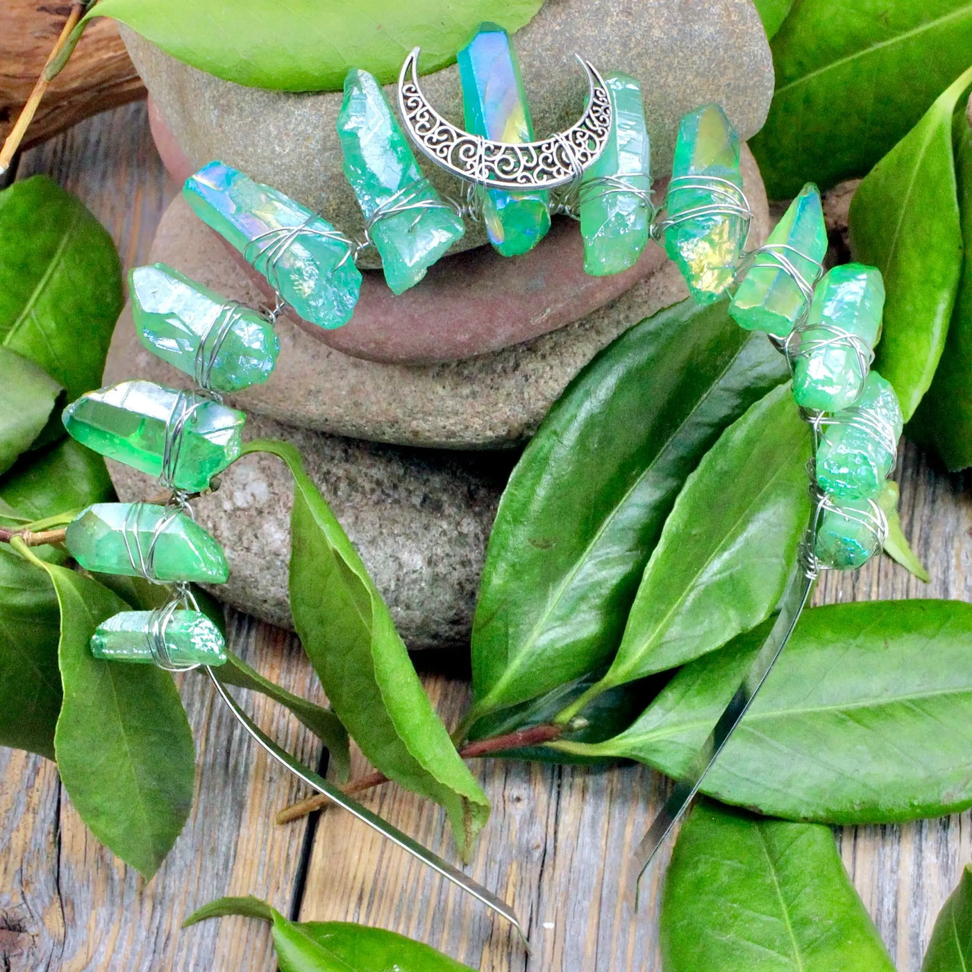 Green Aura Quartz Crown