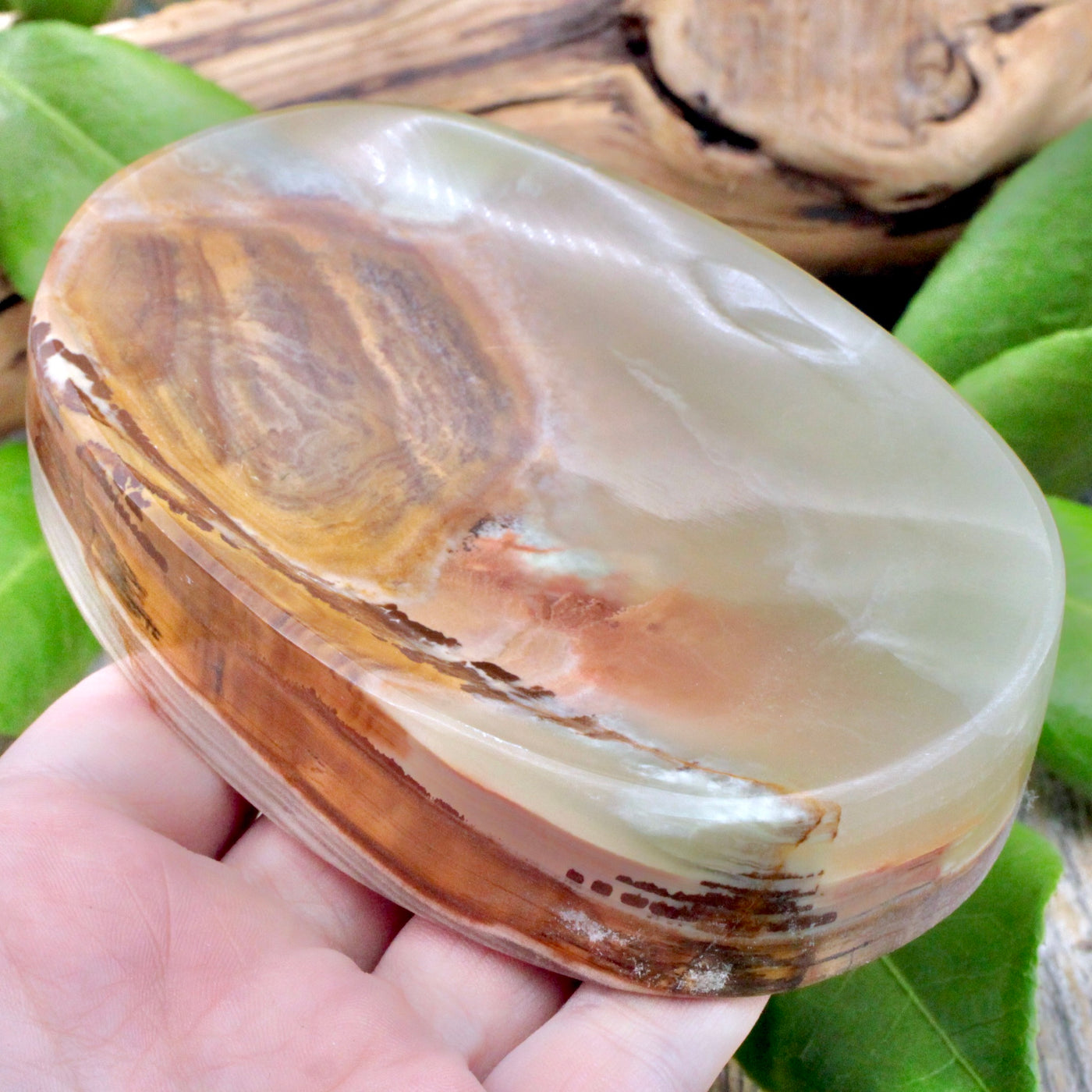 Green Banded Calcite Soap Dish