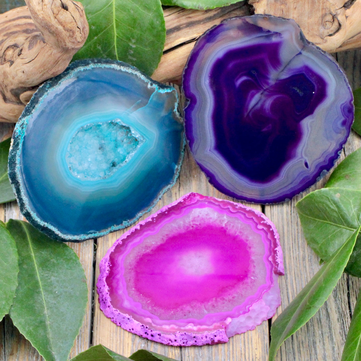 Dyed Agate Slice Trio