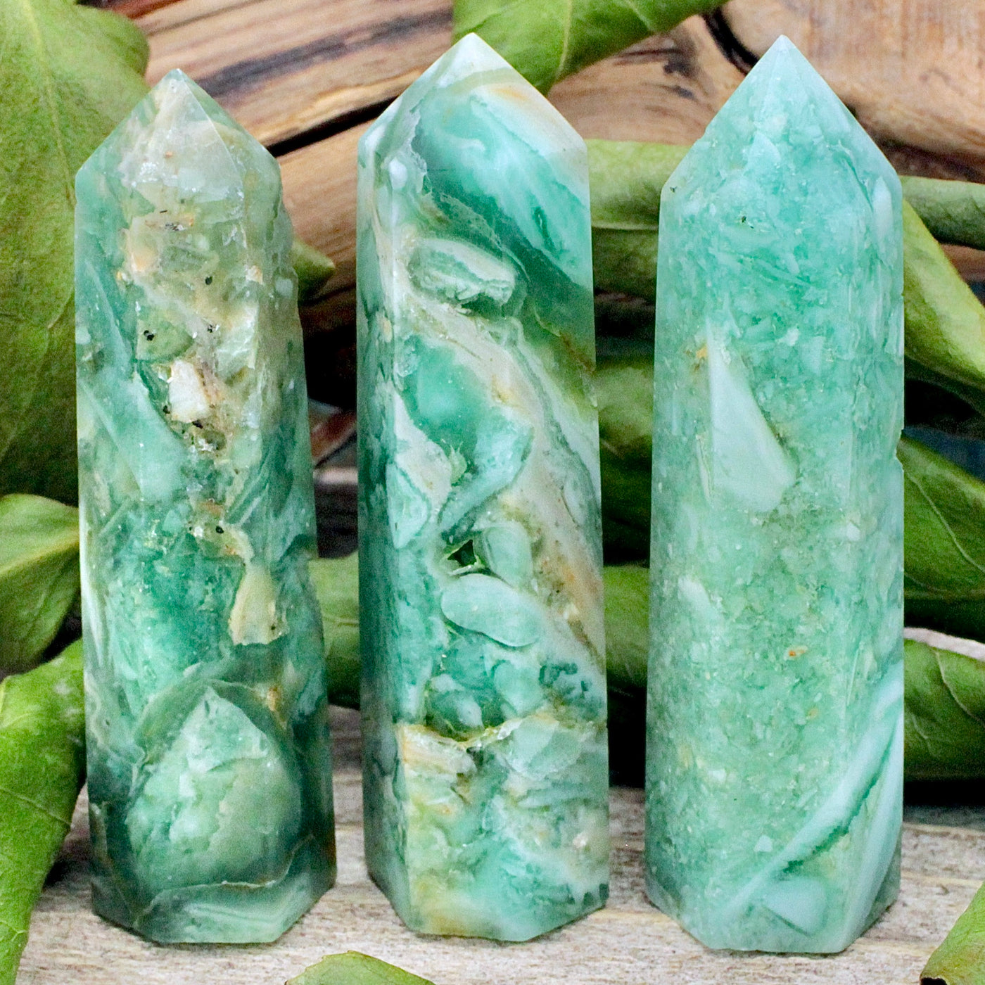 Green Fluorite with Quartz Tower