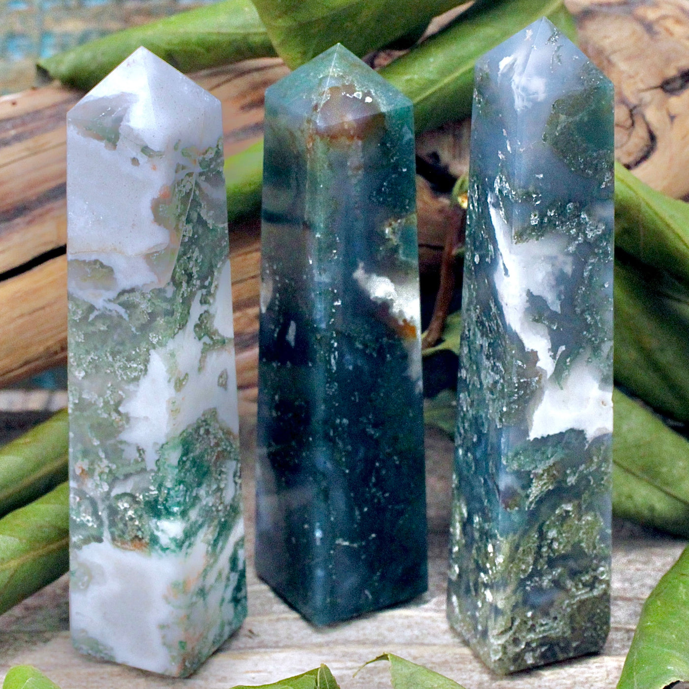 Moss Agate Obelisk