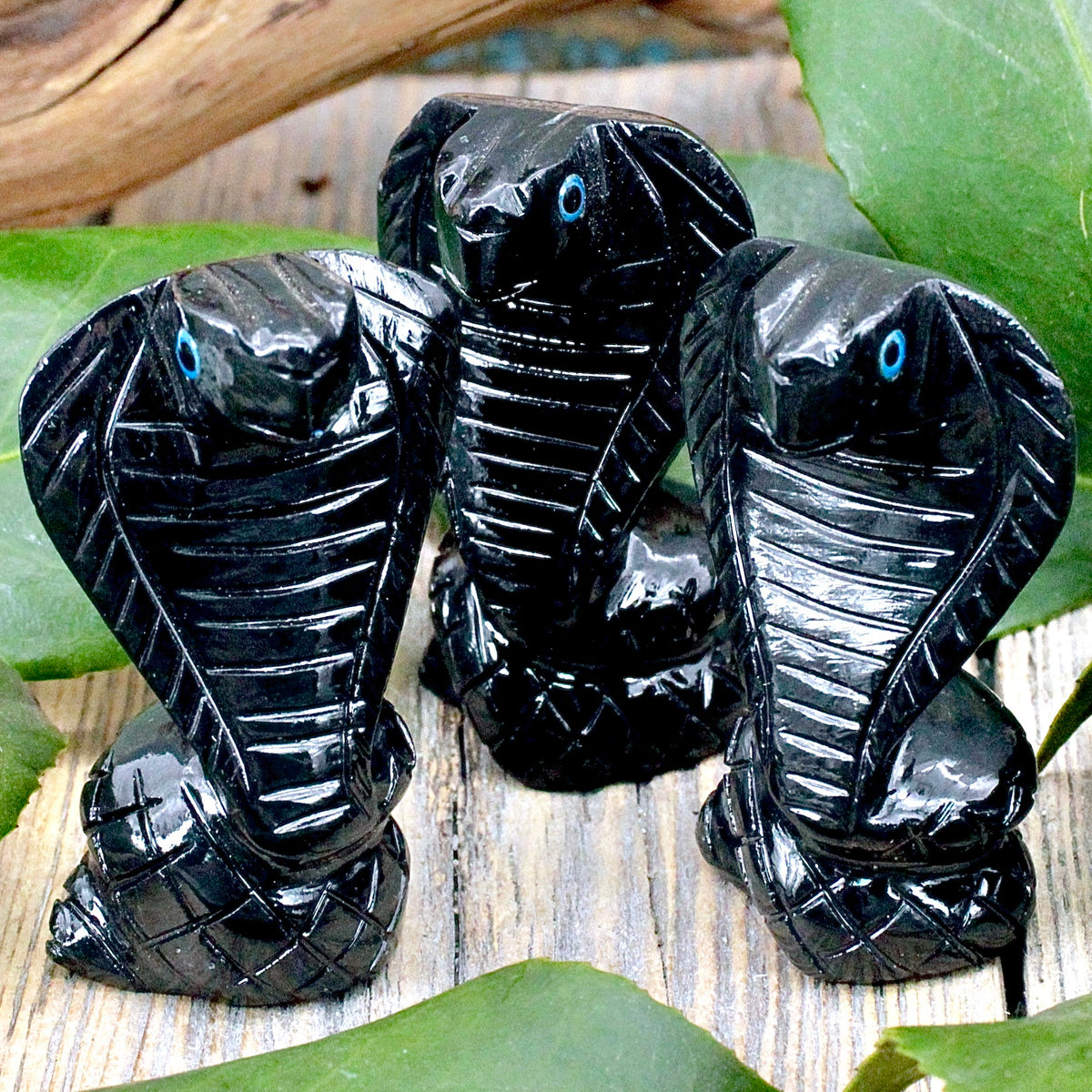 Black onyx Cobra Snake Carving
