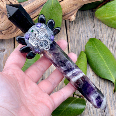 Obsidian and Chevron Amethyst Athame