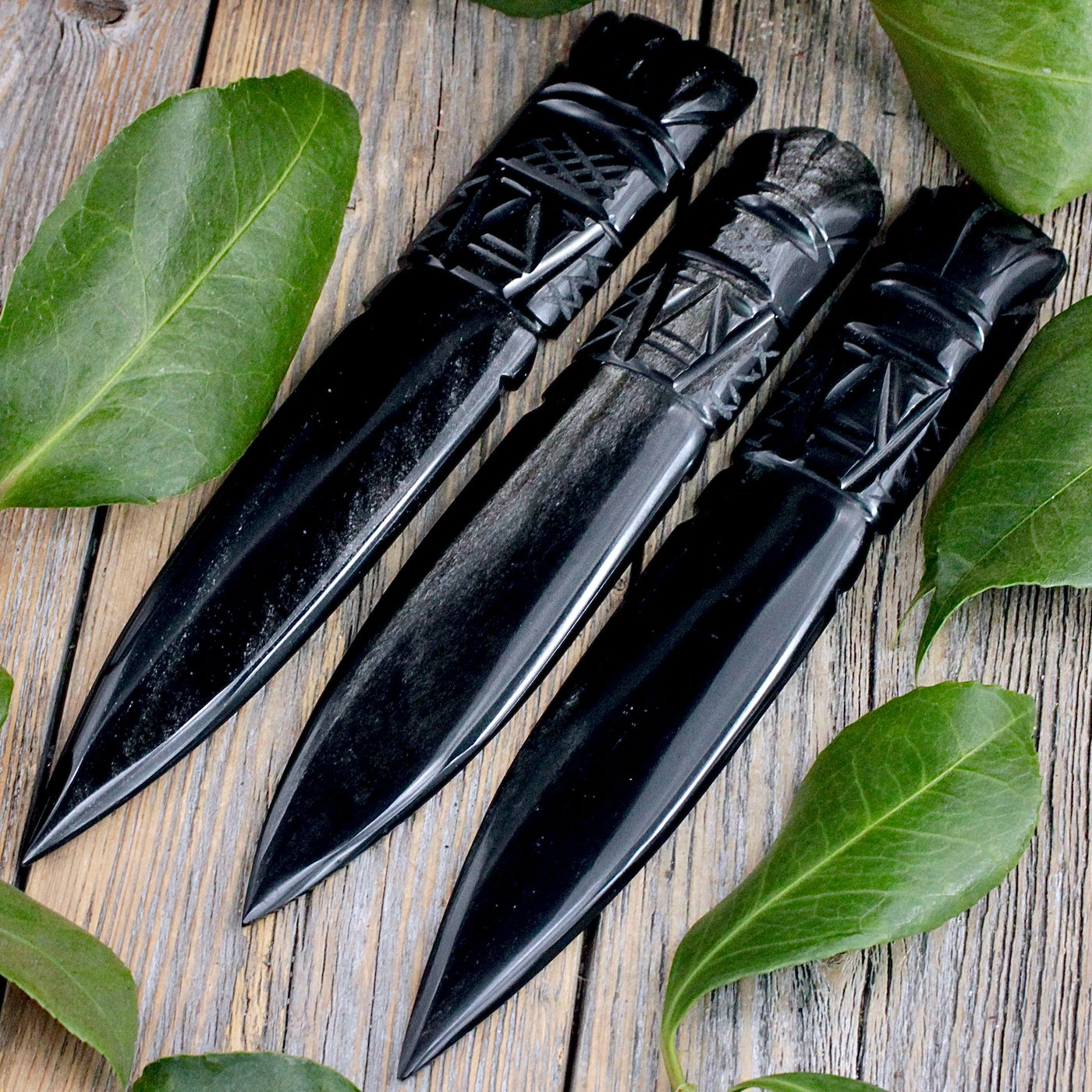 Silver Sheen Obsidian Athame