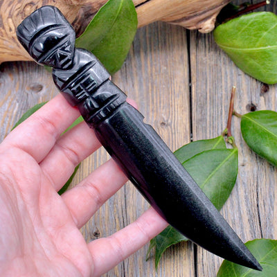 Silver Sheen Obsidian Athame