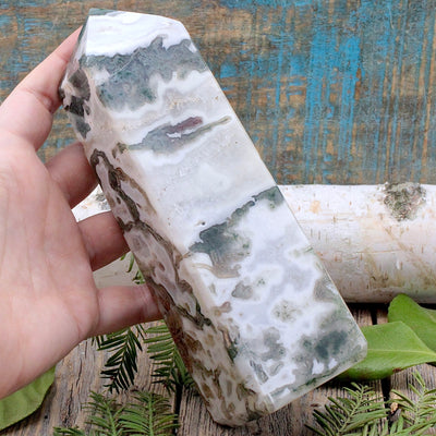 Moss Agate Obelisk