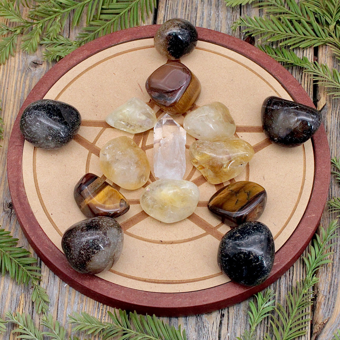 Wood Crystal Grid Set - Protection