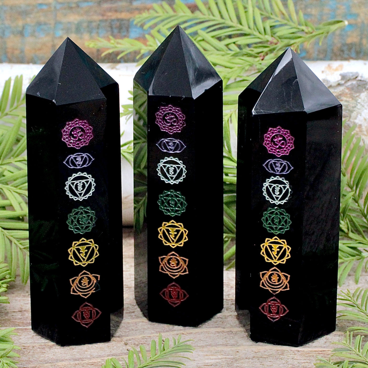 Obsidian Tower with Chakra Etchings