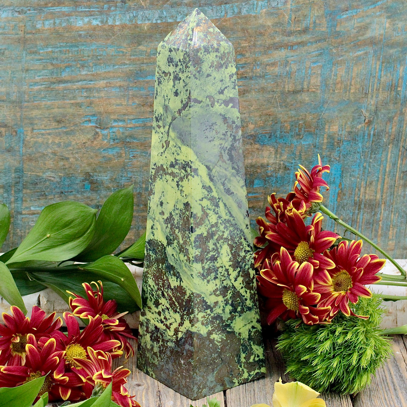 Serpentine with Pyrite Obelisk