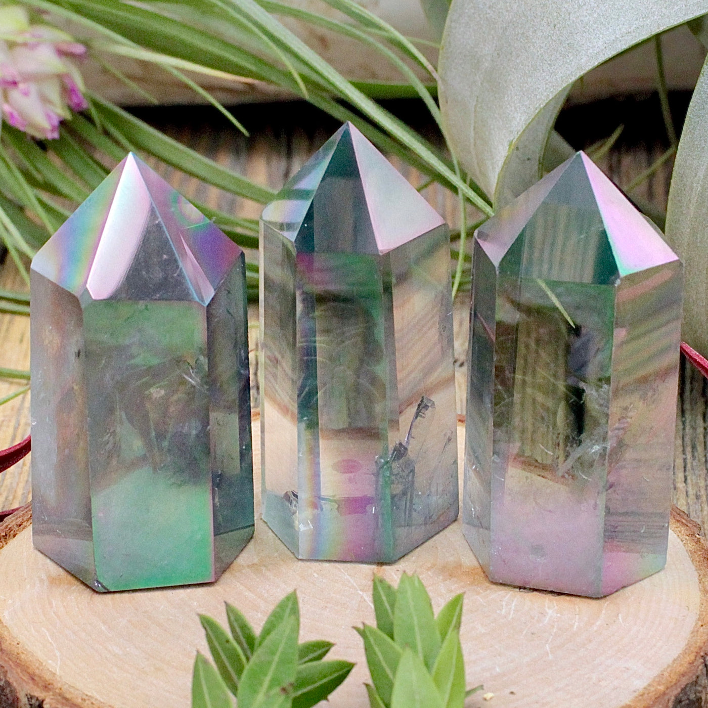 Rainbow Aura Quartz Tower