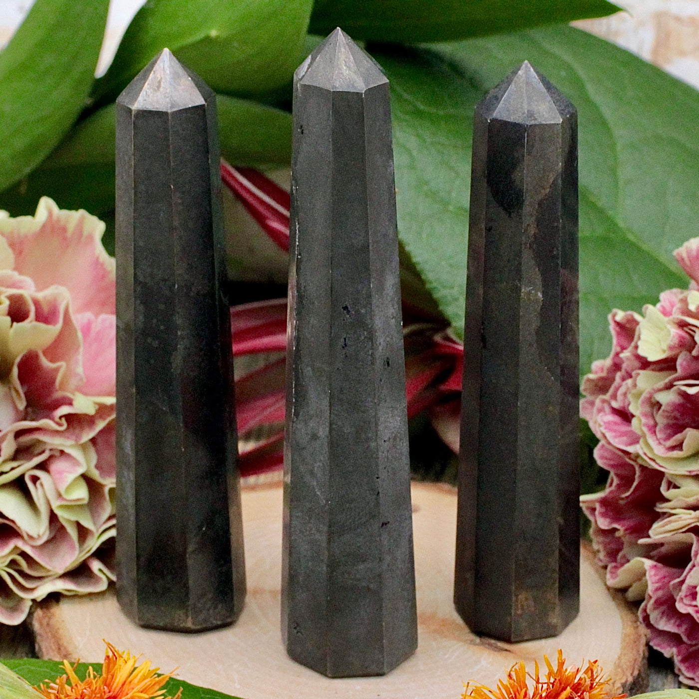 Pyrite with Black Magnetite Tower